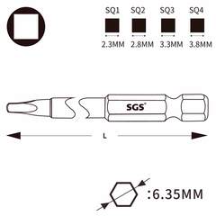 Бита Robertson SQ №4(3,8мм) х50мм S2 SGS 6350SQ4