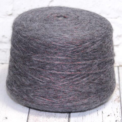 Бэби альпака с люрексом PURA LANA ITALIA / ALPACA GLAMOUR 200 серый с красным