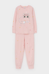 пижама  для девочки  К 1621/бежево-розовый,полянка