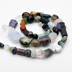 Натуральные камни микс бусины, размер около 5-17 мм, цена за нить 38 см