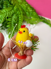 Цыплята пасхальные, декоративные, пушистые, 6 см на ветке, набор 4 шт.