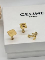 Комплект из трех сережек CELINE в форме лого качество lux