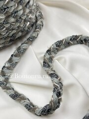 Тесьма-косичка серо-голубая с нитью люрекса 15 мм