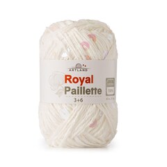 Королевские пайетки/Добавочная нить хлопок с пайетками 3/6 мм, 25 гр, 65 м, белый с цв.пайетками