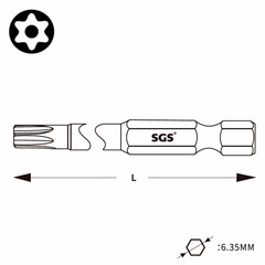 Бита T40H х110мм TORX TR (с отверстием) S2 2шт SGS 63110-TT40-2