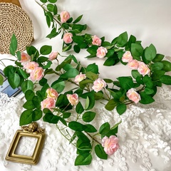 Лиана с Розами, 21 голова на лиане, Розовые розы, длина одной лианы 1,75 м, набор 1 шт.