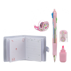 
          Канцелярский набор Basir с цветным текстовыделителем, 4-ех цветной ручкой, скотчем и блокнотом, серия "Лапки", ассорти, 19.7*11 см