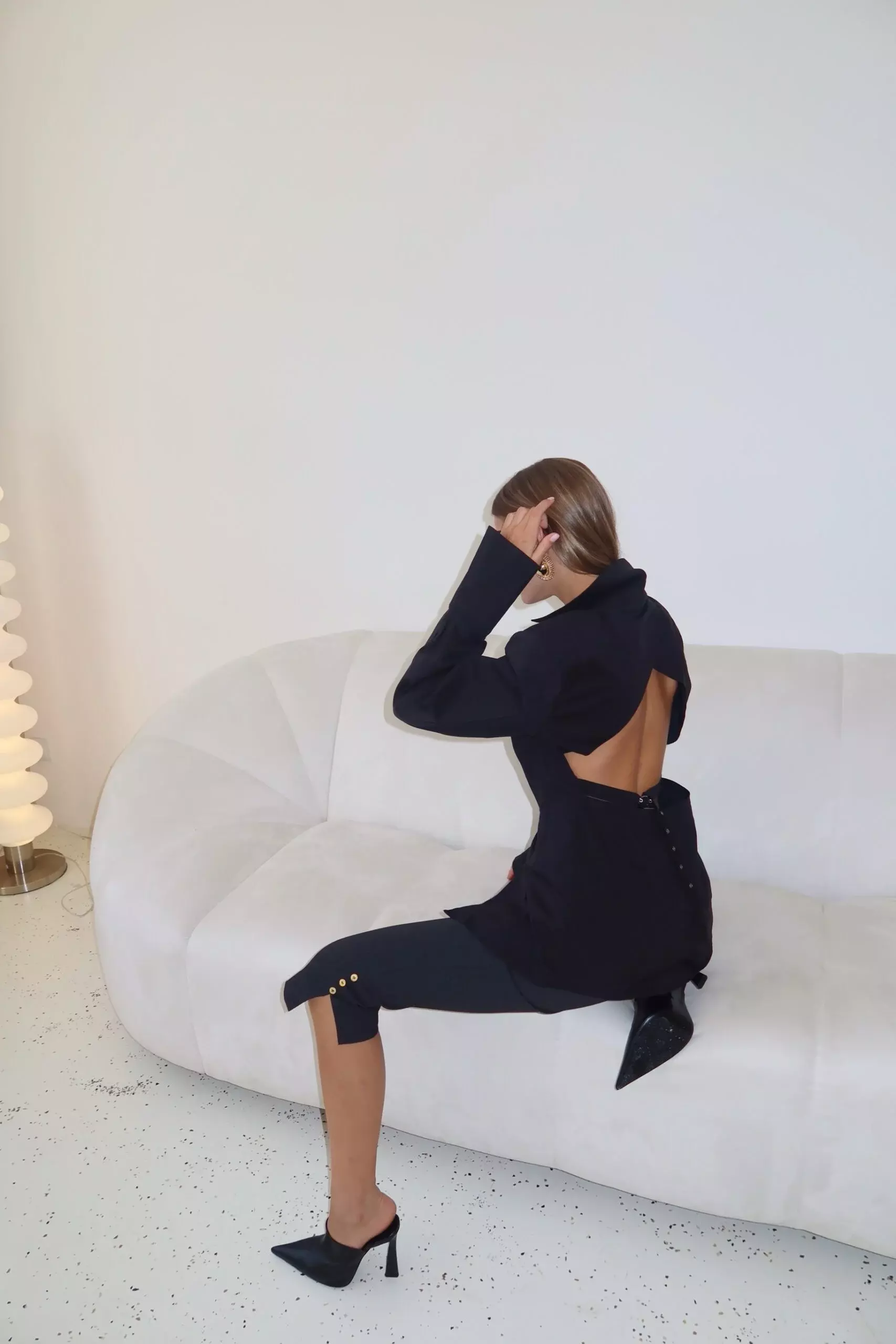 Рубашка из поплина с открытой спиной, Черный