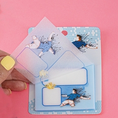 
          Прозрачные стикеры для заметок с клеевым краем, Alingar, 73 х 73 мм, 50 л., покрытие starlight touch, "Win", футболист, голубой, водонепрониц.,европод