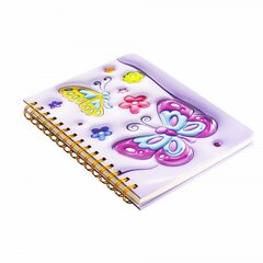 Блокнот 14,5 см * 21 см, гребень, Alingar, ламинация, конгрев, эффект 3D, клетка, 80 л., &quot;Бабочки&quot;