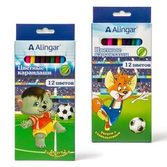 
          Карандаши цветные Alingar 12 цв., "Веселый футбол" деревянные, шестигранные, заточенные, грифель 3.0 мм, картон. уп., европод.