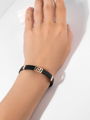 7114к - Браслет из каучука со вставками из золота 585 пробы