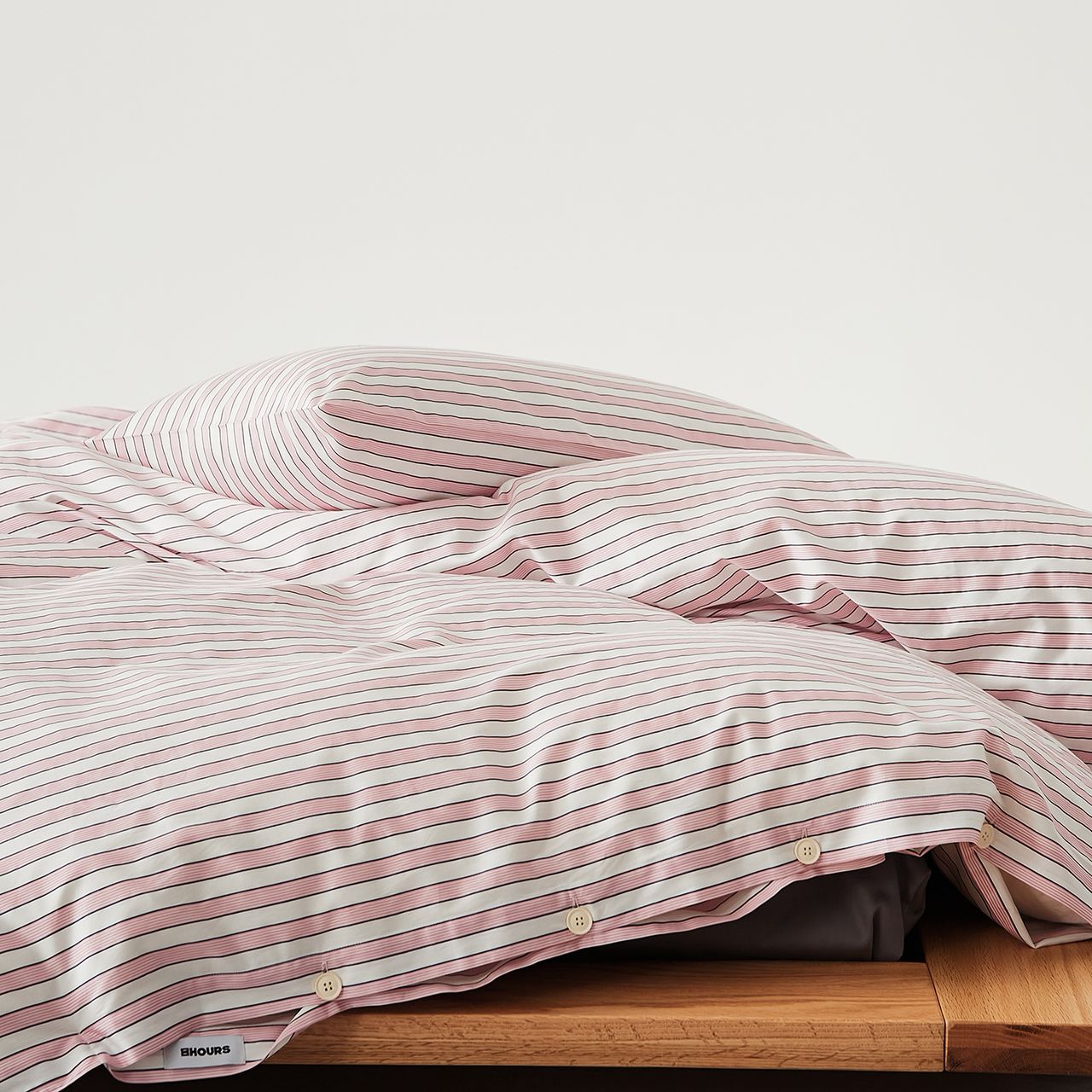 КПБ Египетский хлопок полоска Белый с Розовым