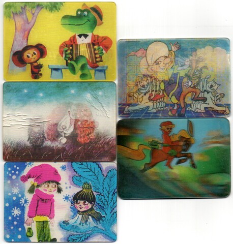 № 109 Набор из 5 переливных (стерео) Календариков . Мультфильмы СССР 1984 год.
