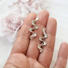 Швензы Волна 35*12 мм с английским замком, родий, Ш013