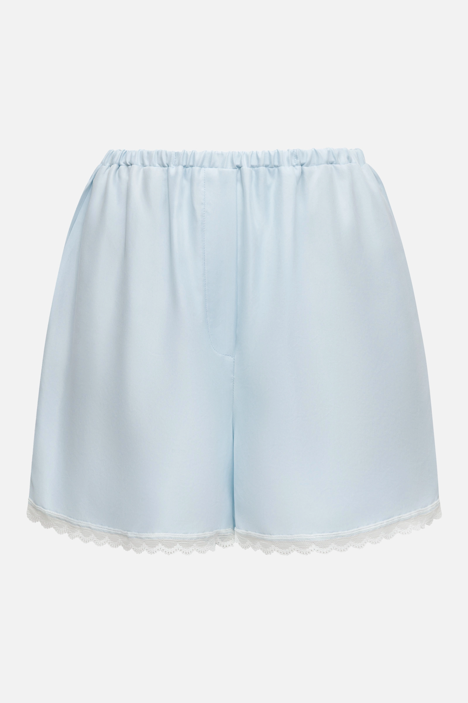 Шорты из купры с кружевной окантовкой