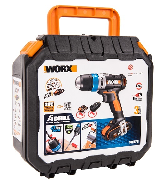 Дрель-шуруповерт аккумуляторная WORX AiDrill WX178.1, 20В, 2Ач x2, кейс