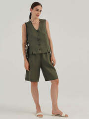 Шорты бермуды MAJE из 100% льна цвета хаки