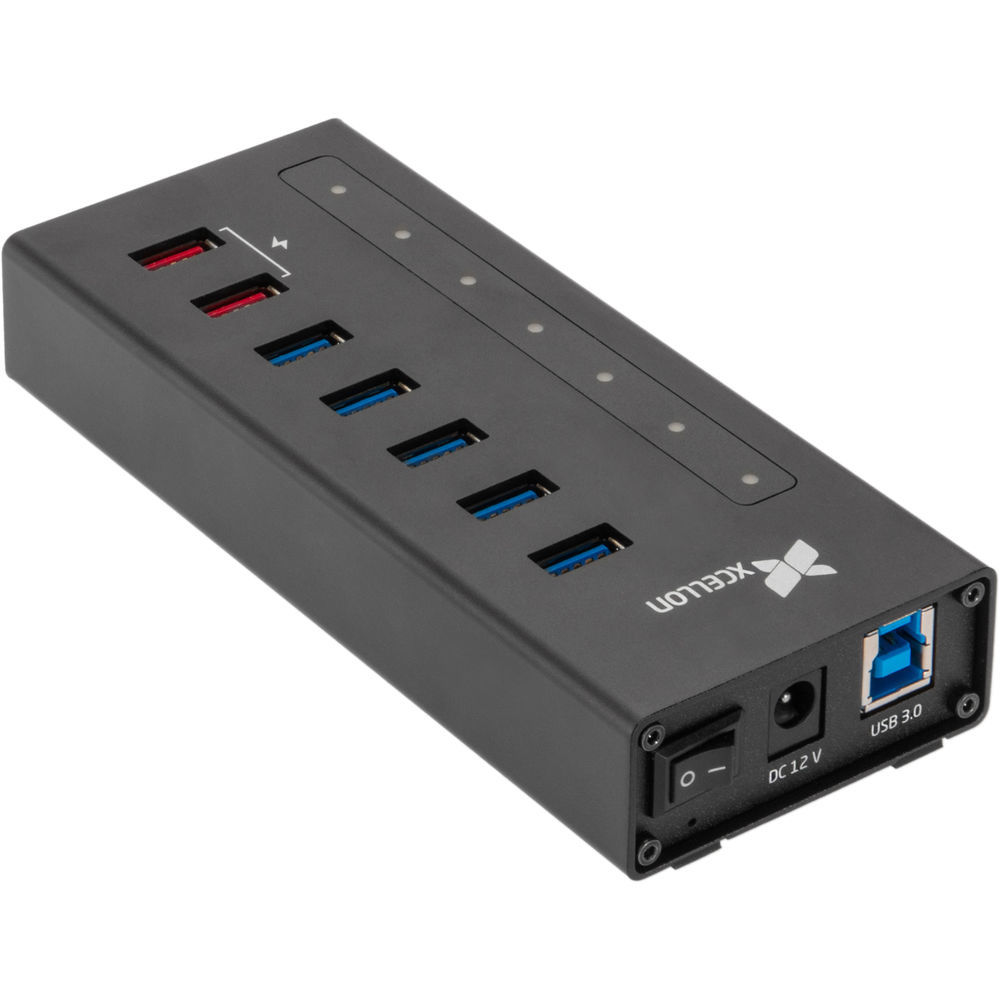 Купить USB-хаб Xcellon 7-Port USB 3.1 с блоком питанием алюминий USB-C / USB-A  - по выгодной цене | Нобэл