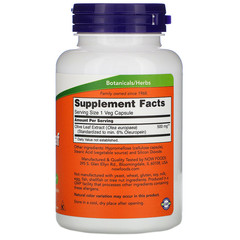 Now Foods, Экстракт из листьев оливкового дерева, 500 мг, 120 растительных капсул