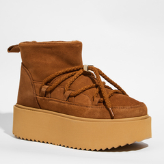 Замшевые полусапоги INUIKII 75204-004 Sneaker Classic Low Platform Brown на меху