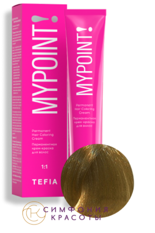 Перманентная крем-краска для волос Mypoint 9.80 Очень светлый блондин коричневый для седых волос Tefia, 60 мл
