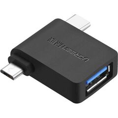 Адаптер UGREEN 2 in 1 Adapter Micro USB Male + USB Type C Male to USB 3.0 Female, черный