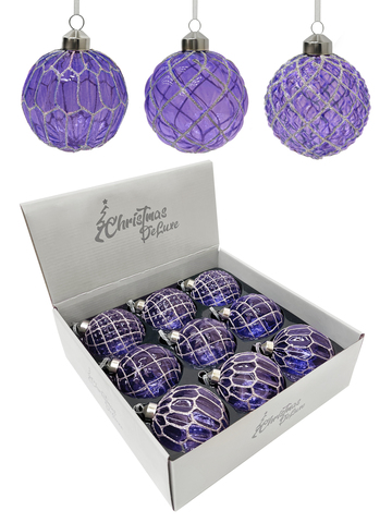 Набор шаров 8см 9шт ChristmasDeLuxe синий с блеском