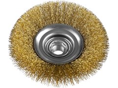 ЗУБР 115 мм, витая стальная латунированная проволока 0.3 мм, коническая щетка-крацовка для УШМ, Профессионал (35267-115)