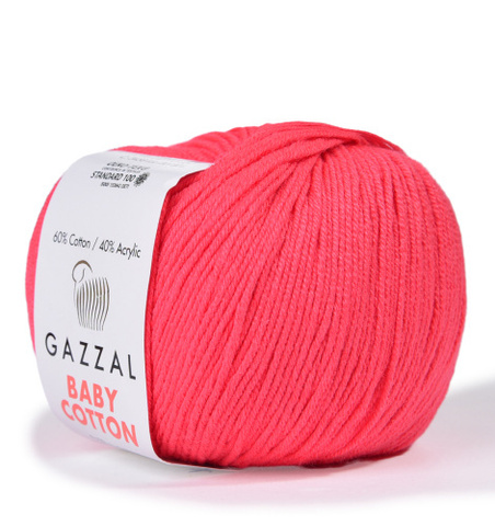 Пряжа Gazzal Baby Cotton 3458 коралловый неон