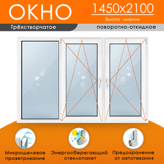 Пластиковое окно 1450 х 2100 ТермА Эко