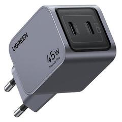 Зарядное устройство UGREEN X707 (35008) Nexode Pro 45W USB-C+USB-C PD GaN Tech Charger EU серый