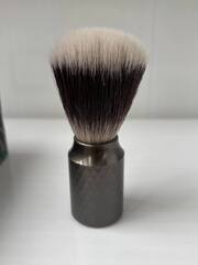 Помазок для бритья синтетика ручка метал темный