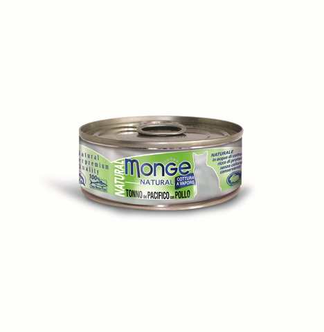 купить консервы Monge Natural Pacific Tuna & Chicken для кошек, с тихоокеанским тунцом и курицей 80 гр