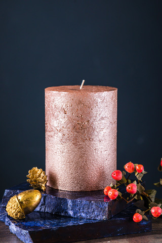 Свеча цилиндрическая 13см Luz your senses кремовый металлик