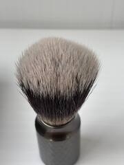 Помазок для бритья синтетика ручка метал темный