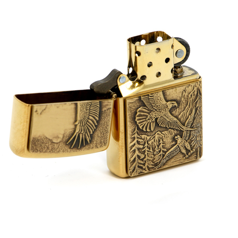 Зажигалка ZIPPO Eagles Brushed Brass латунь/сталь, золотистая, матовая, 36x12x56 мм (20854)