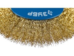 ЗУБР 115 мм, витая стальная латунированная проволока 0.3 мм, коническая щетка-крацовка для УШМ, Профессионал (35267-115)