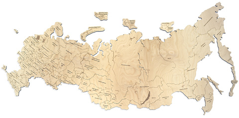 Пазл-карта России ДекорКоми из дерева - 150x80 см / Без магнитов