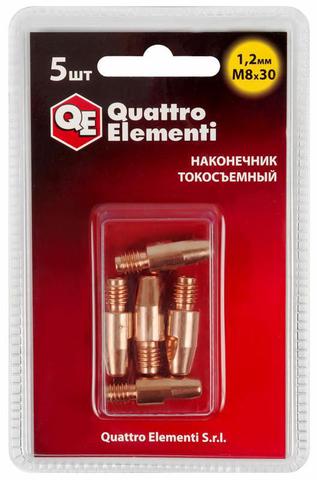 Наконечник токосъемный QUATTRO ELEMENTI M8x30   1.2 мм (5 шт) в блистере, для горелки полу (771-282)