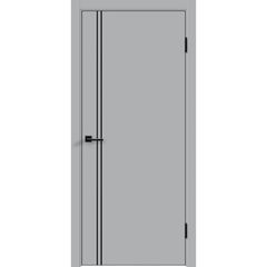 Купить Дверь экошпон Техно 4 серая кромка ABS чёрная