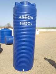 Ёмкость пластиковая пищевая АКПОЛ В 1500 л. вертикальная высокая  (90x90x260см;30кг;белый) - арт.555049.2