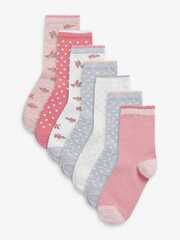 Носки хлопковые для девочки Next 223-327, 7 шт., Розовый, Серый, Белый
