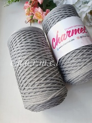 Platinum with silver polyester cord 2 mm with lurex