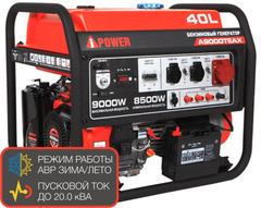 Бензиновый генератор A-iPower A9000TEAX 8.5кВт 400В/50Гц электростартер разъем ATS