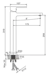 Смеситель для раковины высокий BELZ B11658-5 латунь, брашированное золото