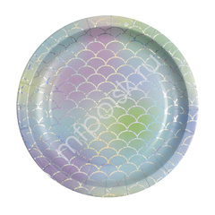 Тарелки бумажные ламинированные, Радужная Чешуя, 18 см, 6 шт.