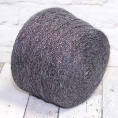 Бэби альпака с люрексом PURA LANA ITALIA / ALPACA GLAMOUR 200 серый с красным