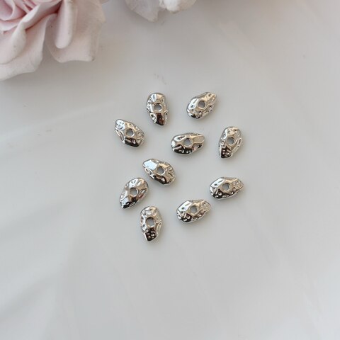 Бусина разделитель (спейсер) фриформ, 9*6 мм, родий, 10 штук. Р074