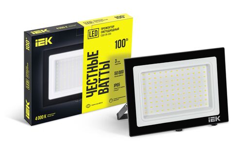 Прожектор LED СДО 06-100 IP65 4000К черный IEK